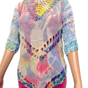 EUC Floral Boho Women’s Top Shirt Size L